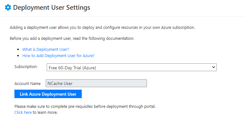 Deployment User Settings