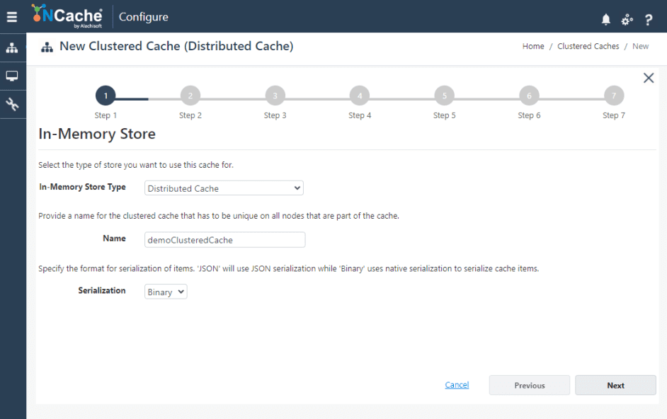 Figure 1: Creating a clustered cache.