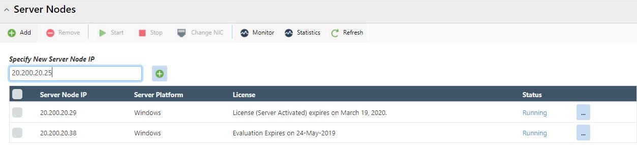 Enter server node ip web