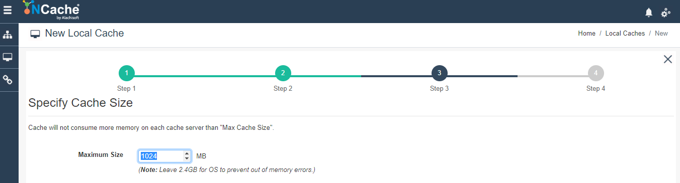 Specify Cache Size Web