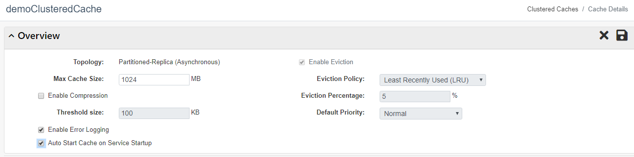 NCache Web Manager Overview Cache Size