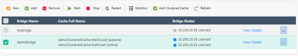 Stop Bridge Web Manager list