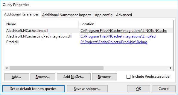 Add Query References for LINQPad for NCache