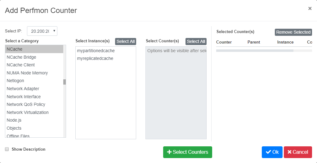 Shows Cache instances