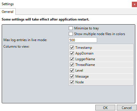 General Settings in the Toolbar