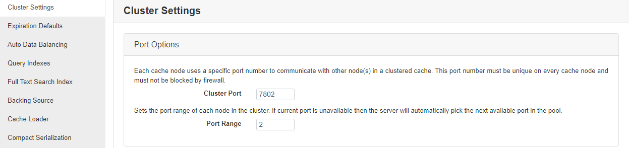 CLuster Port Port Range Web