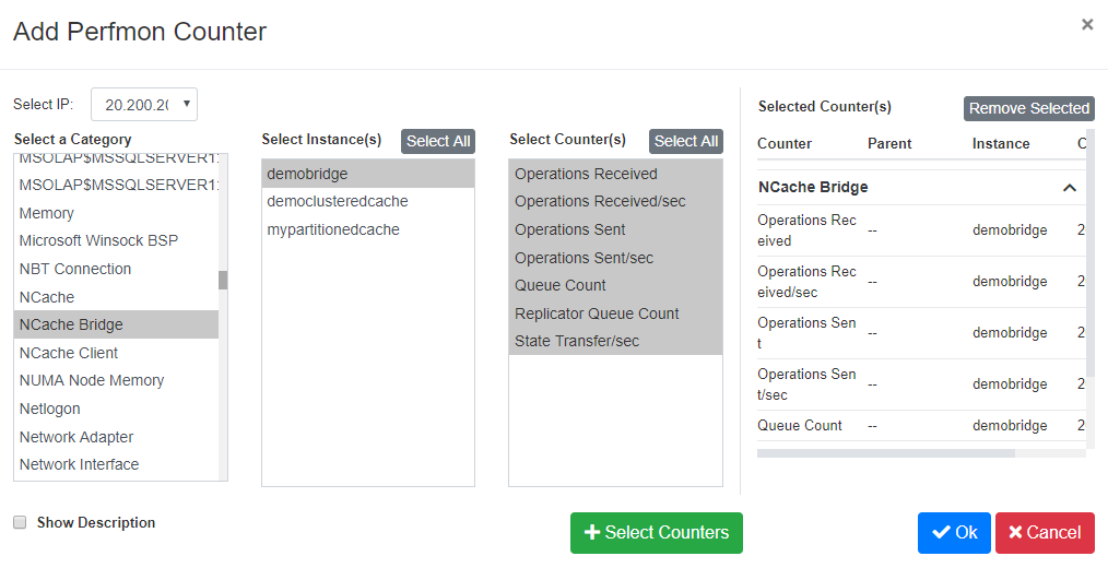 Instance selected Counters