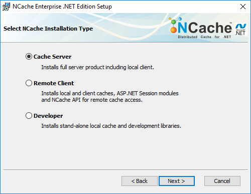 NCache Windows Installation Type