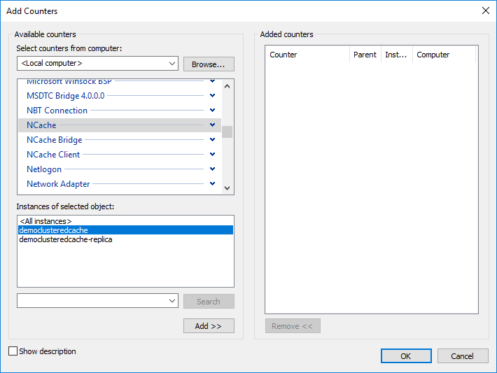 List of NCache Counters