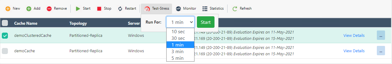 NCache Monitor through Test Stress Options