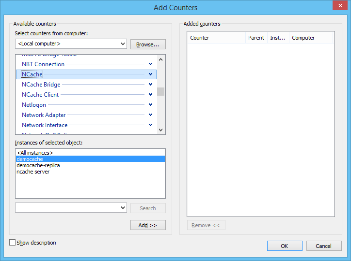 NCache Perfmon Server Counters