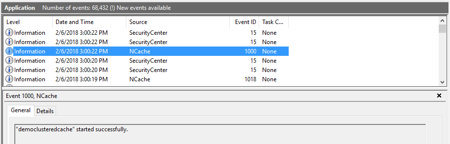 NCache Event Logging