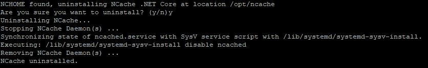 NCache .NET Core Uninstall