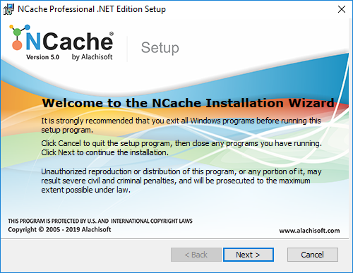 Welcome to NCache Install Wizard